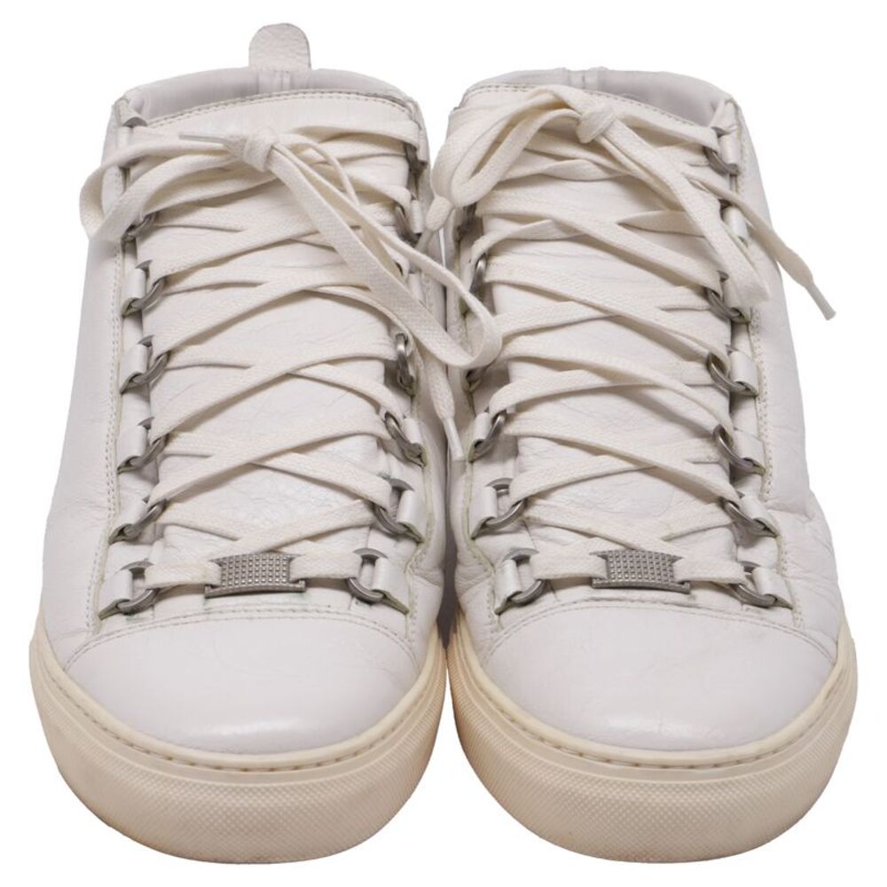 Balenciaga Arena Creased High-Top Sneakers in White Leather - Picture 2 of 12